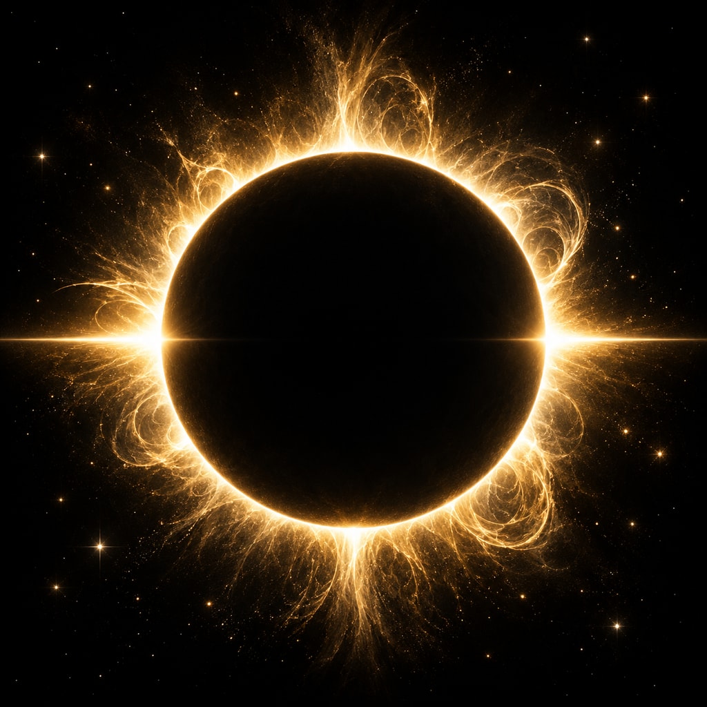 A brilliant gold solar eclipse